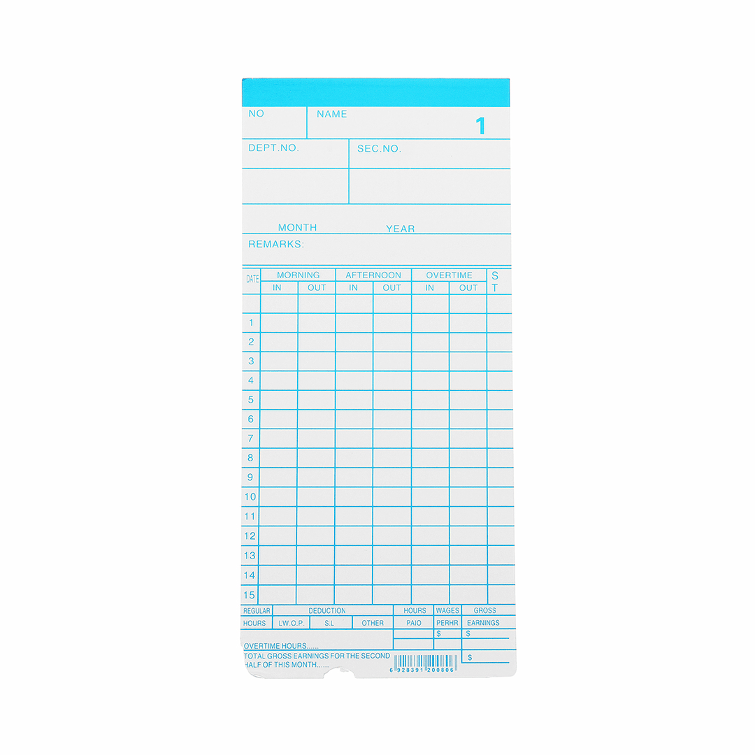90Pcs Monthly Time Clock Cards Payroll for Employee Attendance Bundy Recorder Timer - MRSLM