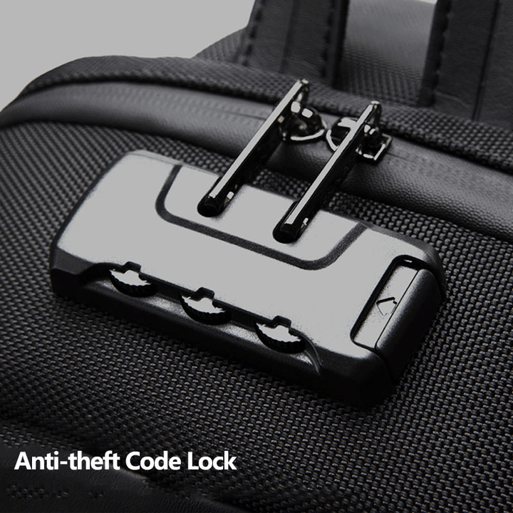 Men USB Charging Anti-Theft Code Lock Chest Bag Multi-Function Large Capacity Outdoor Travel Crossbody Bag - MRSLM