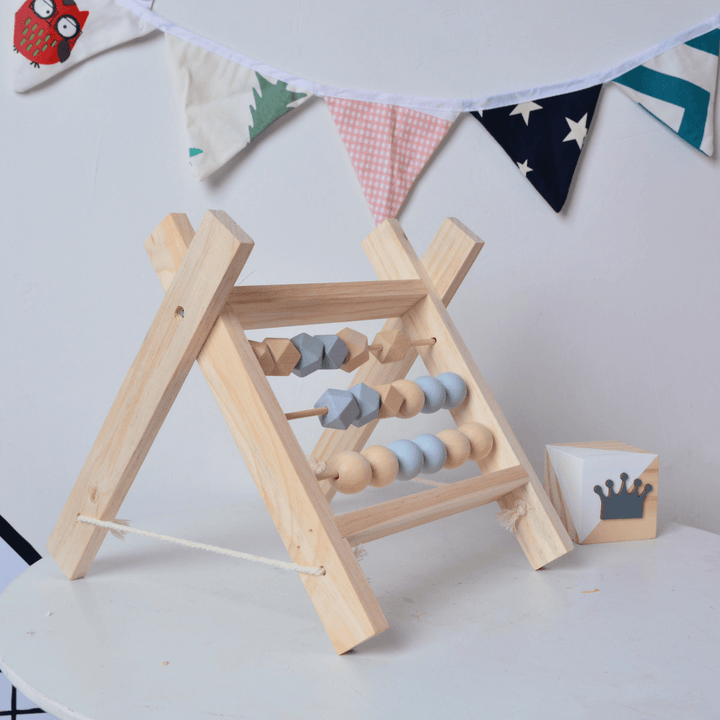 Natural Pine Nordic Baby Room Decor Wooden Abacus Educational Nursery Props Toys - MRSLM