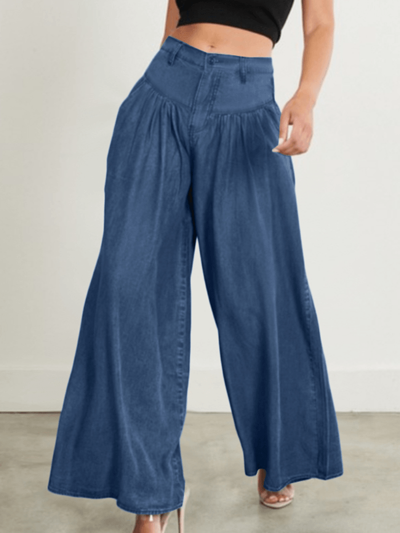 Fashion Simplicity Solid Pleated High Rise Pants for Women - MRSLM