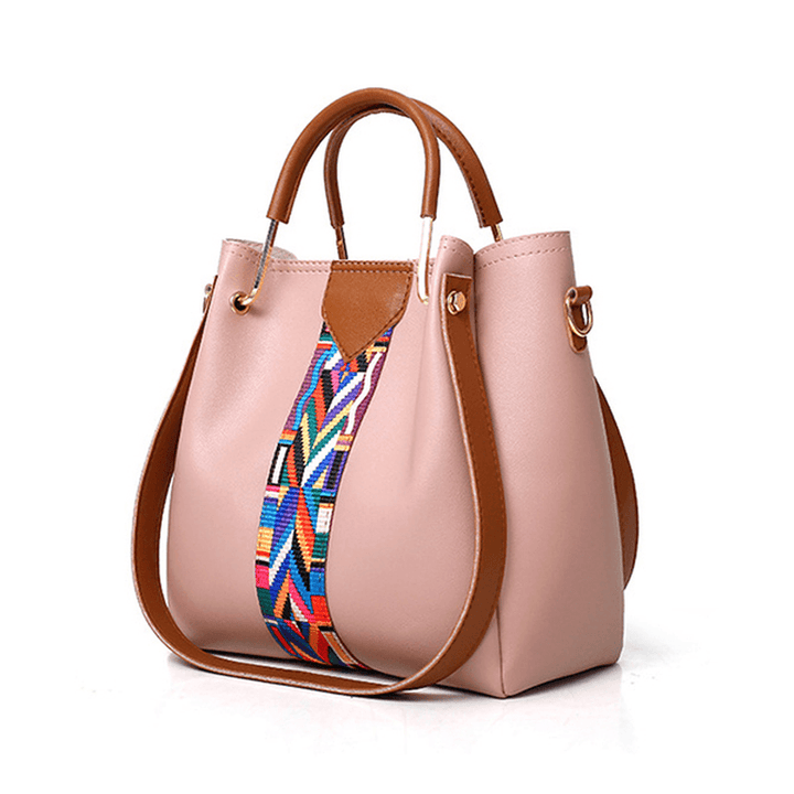 Women 4 Pcs Leisure Bucket Bag Handbag Crossbody Bag Shoulder Bag Clutch Bag Key Bag Women Purse - MRSLM