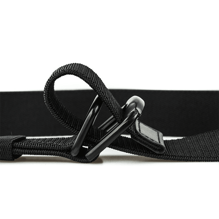 125CM Men Casual Double-Ring Elastic Braided Belt Metal Buckle Canvas Belt - MRSLM