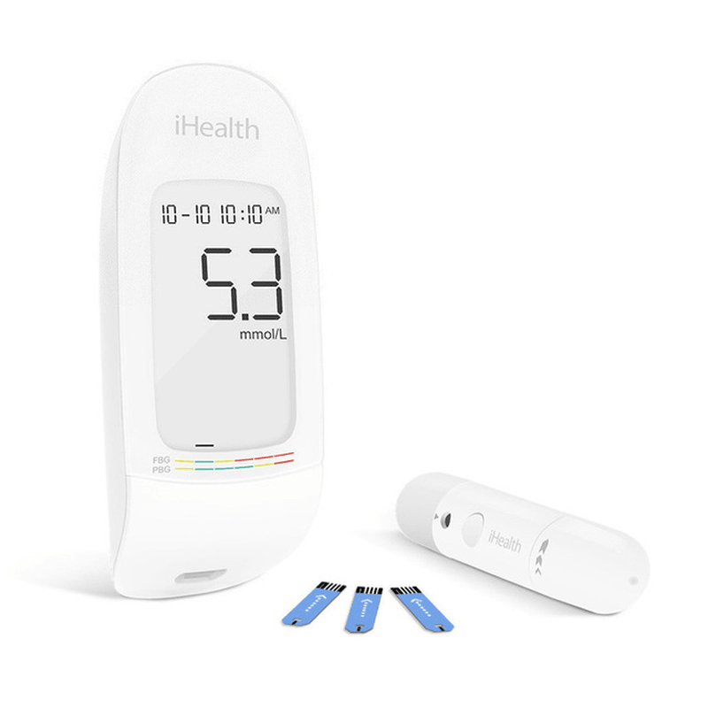 Ihealth AG-607 Blood Glucose Meter with Test Strips Lancets 5Sec Smart Blood Glucose Meter LCD with Backlight - MRSLM