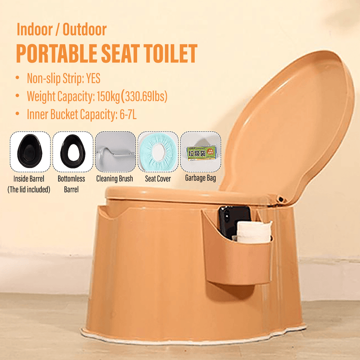 Portable Toilet Seat Old Men Women Home Bath Indoor Removable Potty Commode - MRSLM