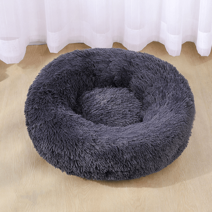 Super Soft Pet Bed Winter Warm Sleeping Bed for Dogs Kennel Dog round Cat Long Plush Puppy Cushion Mat Portable Pet Supplies - MRSLM