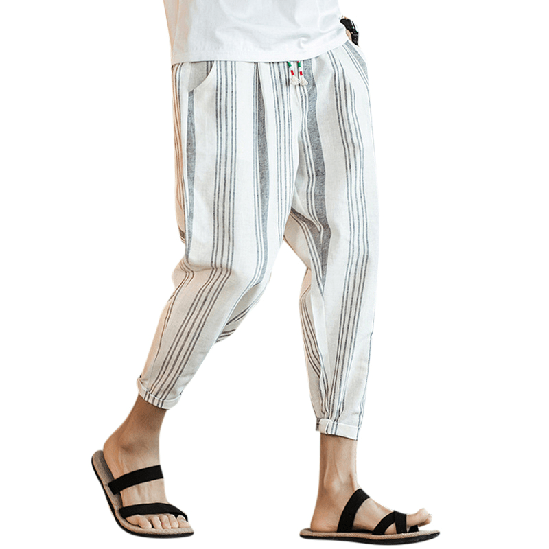 Men'S Casual Striped Printed Loose Harem Pants - MRSLM