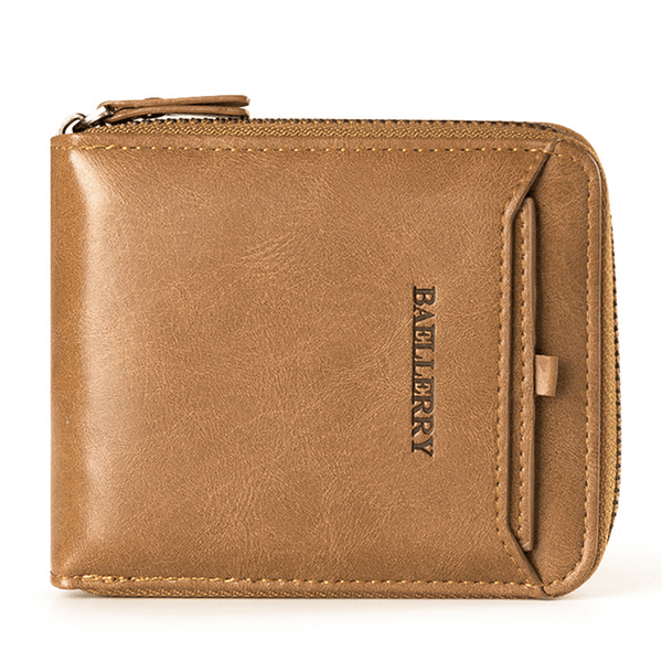 Baellerry Men Vintage PU Leather Short Zipper Card Holder Wallet for Men - MRSLM