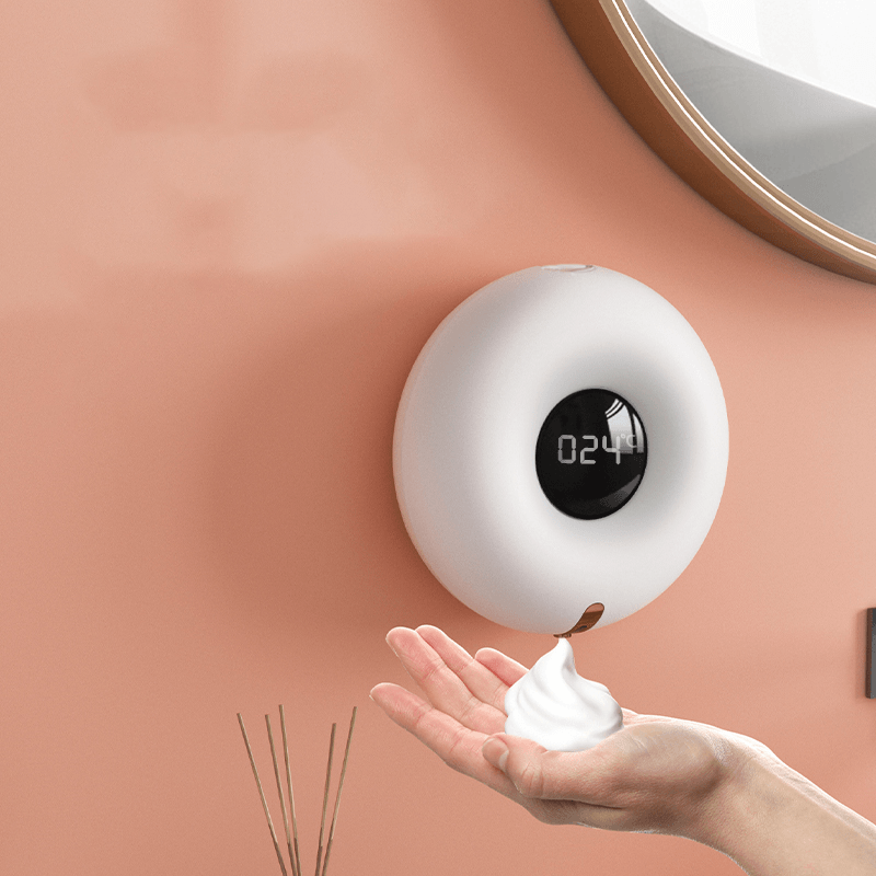 Wall Mounted Automatic Soap Dispenser Infrared Induction LED Display Temperature Foam Hand Sanitizer Disinfector - MRSLM