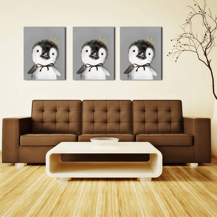 Miico Hand Painted Oil Paintings Cartoon Penguin Paintings Wall Art for Home Decoration - MRSLM