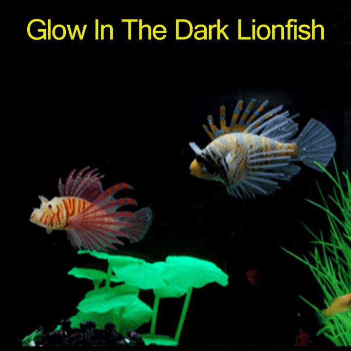 Glow in the Dark Artificial Aquarium Lionfish Ornament Fish Tank Jellyfish Decorations - MRSLM