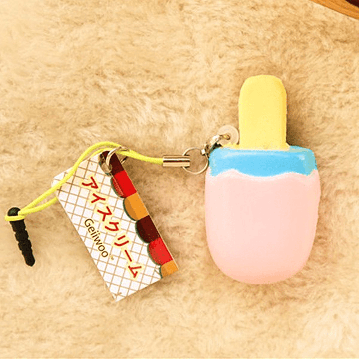 Squishy Popsicle Ice Lolly Ice Cream 6X3X1.7Cm Cute Phone Bag Strap Pendent Gift Toy - MRSLM