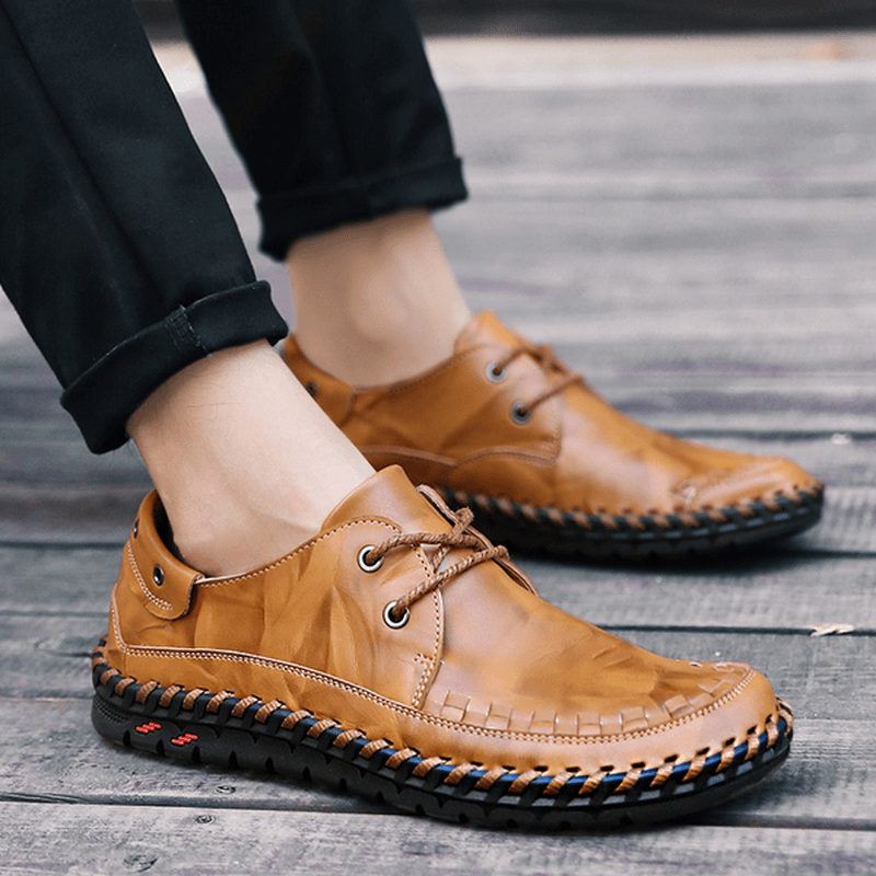Lace up Leather Outdoor Oxfords Soft Sole Business Formal Shoes - MRSLM
