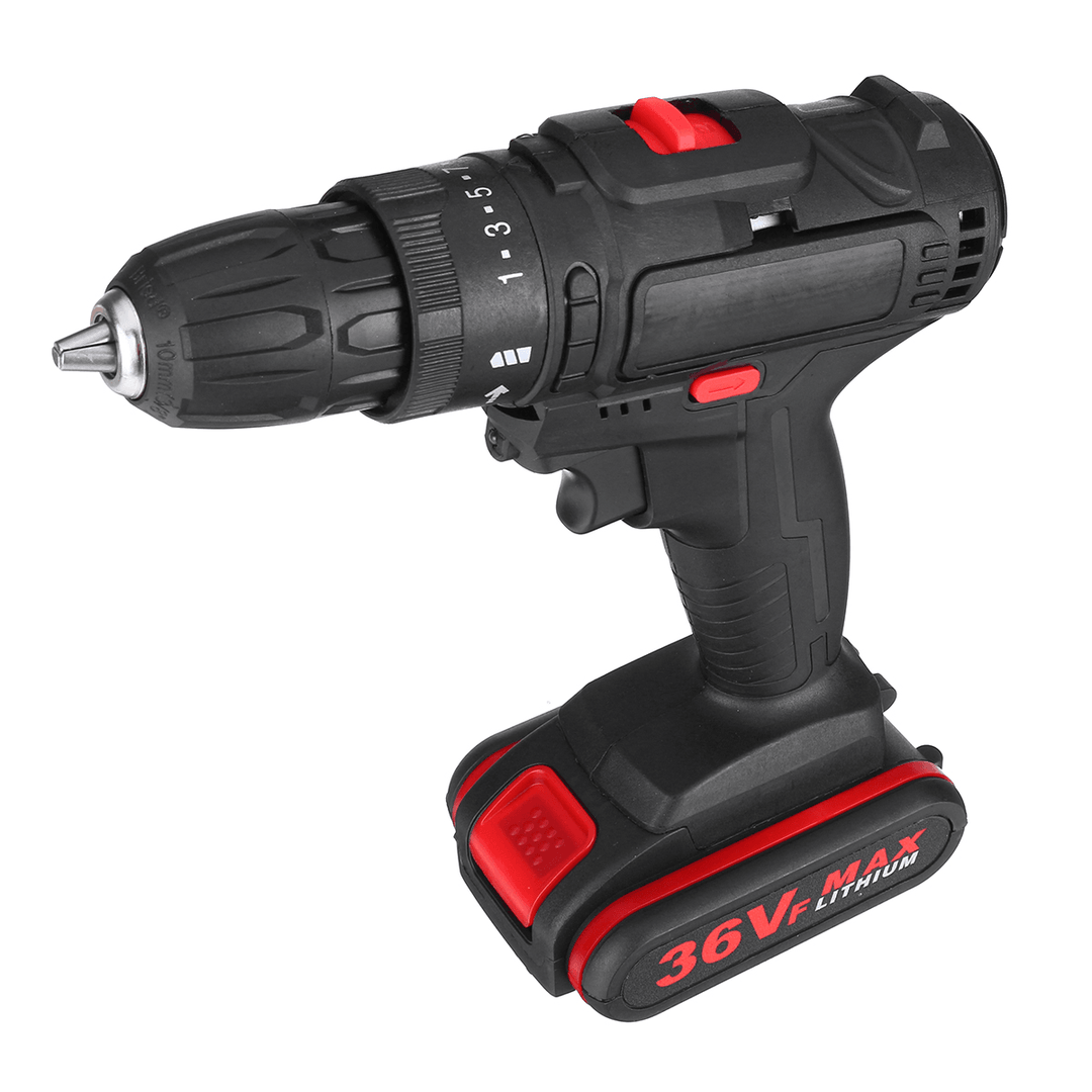 3 in 1 36V 550W Cordless Electric Impact Hammer Drill Screwdriver 2 Speeds W/ 2Pcs Battery - MRSLM