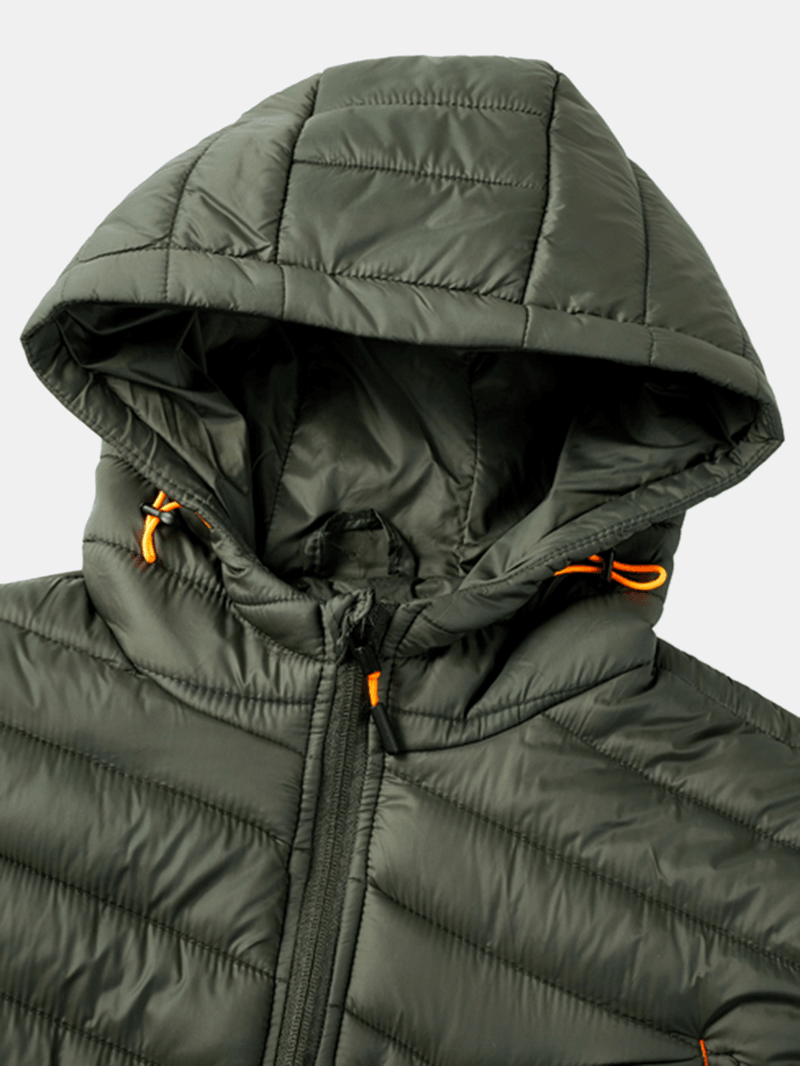 Mens Warm Hooded Zipper Long Sleeve down Jacket with Pocket - MRSLM