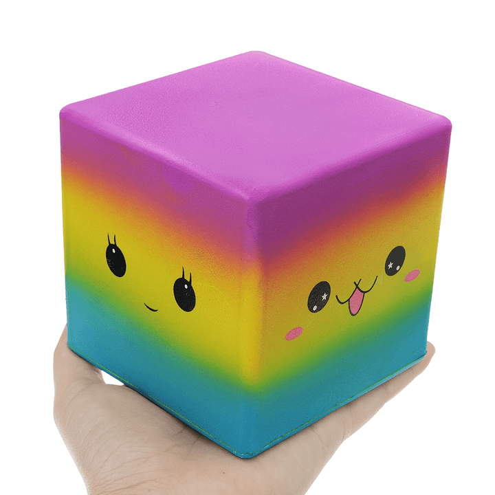 Huge Squishy Square Cake Rainbow Colour Kawaii Cute Soft Solw Rising Toy Cartoon Gift Collection - MRSLM