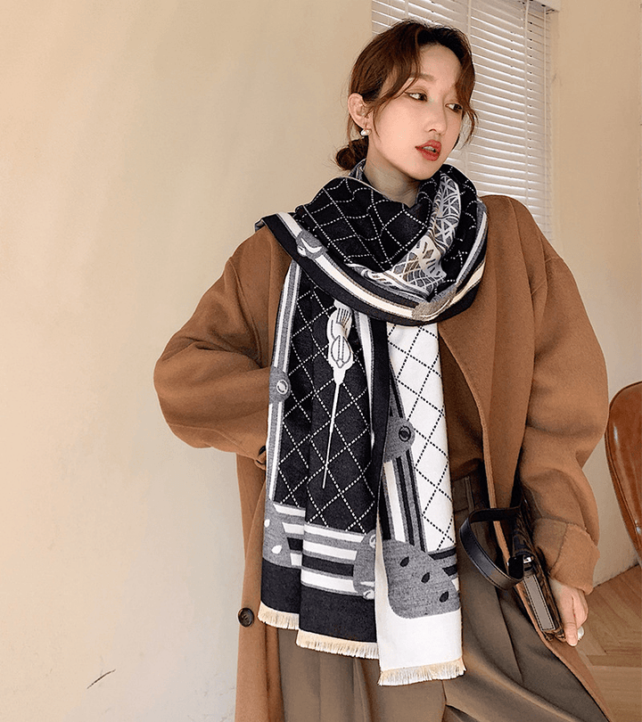 Cashmere Warm Scarf Female Winter Double-Sided Thickened Student Warm Shawl - MRSLM