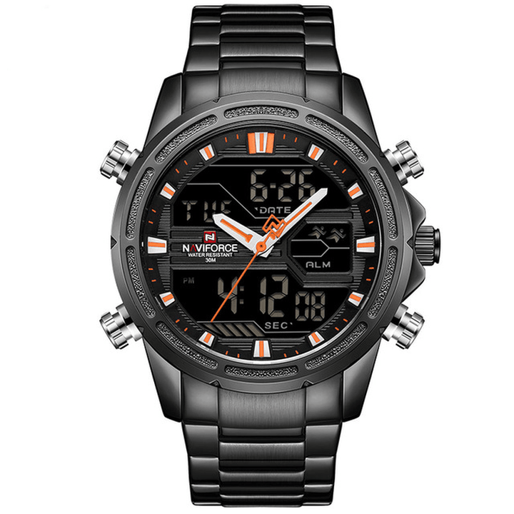 NAVIFORCE 9138S Waterproof LED Dual Digital Watch Military Style Men Wrist Watch - MRSLM