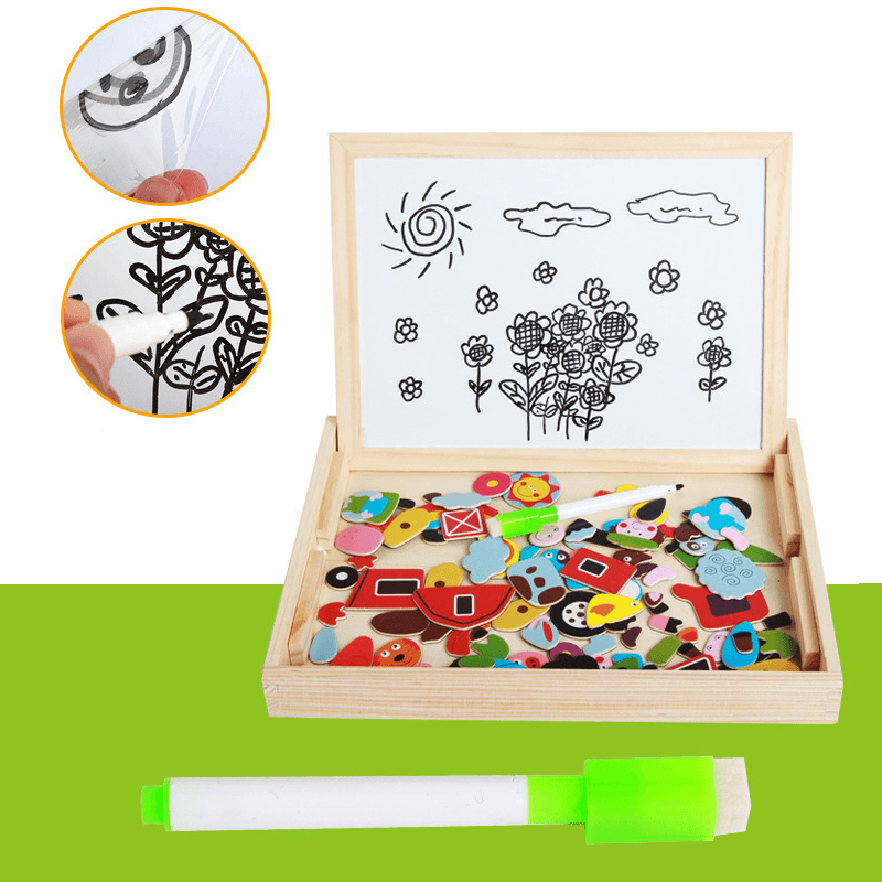 Kids Child Educational Magnetic Box Set with Whiteboard Jigsaw Board Puzzle Toys - MRSLM