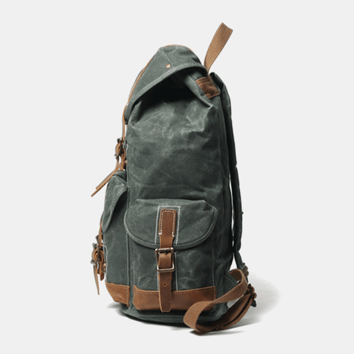 Men Canvas Retro Travel Outdoor Hiking Large Capacity Multi-Pockets Backpack - MRSLM
