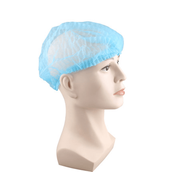 100Pcs Non Woven Disposable Hair Shower Cap Pleated anti Dust Lab Hat White Blue - MRSLM