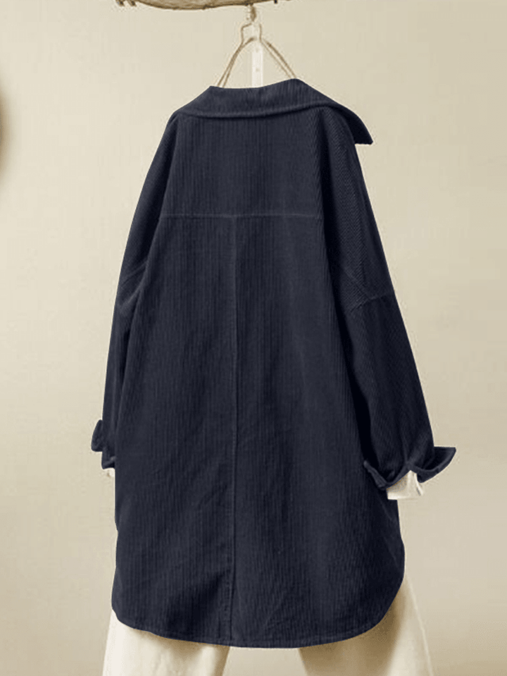 Corduroy Long Sleeve Irregular Hem Vintage Coats - MRSLM