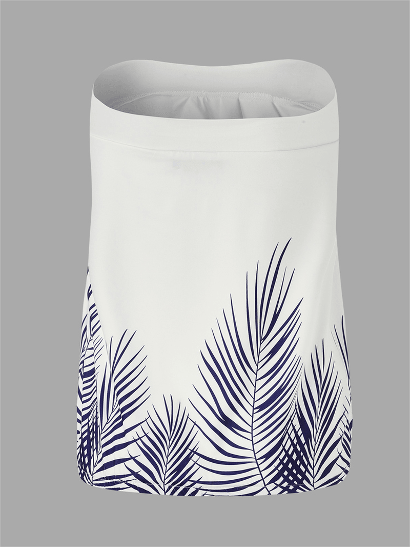 Women Summer Leaf Print Strapless Sleeveless Tube Tank Top - MRSLM