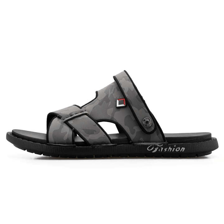 Men Genuine Leather Two-Ways Breathable Non-Slip Soft Casual Outdoor Sandals - MRSLM