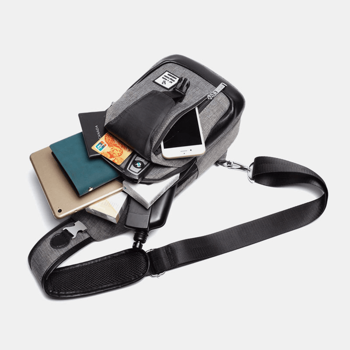 Men Large Capacity Waterproof USB Chest Bag Croddbody Bag - MRSLM