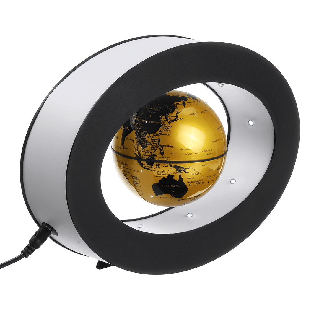 3.5" LED Lamp Magnetic Levitation Floating Globe World Map 110-220V Home Office Desktop Decor - MRSLM