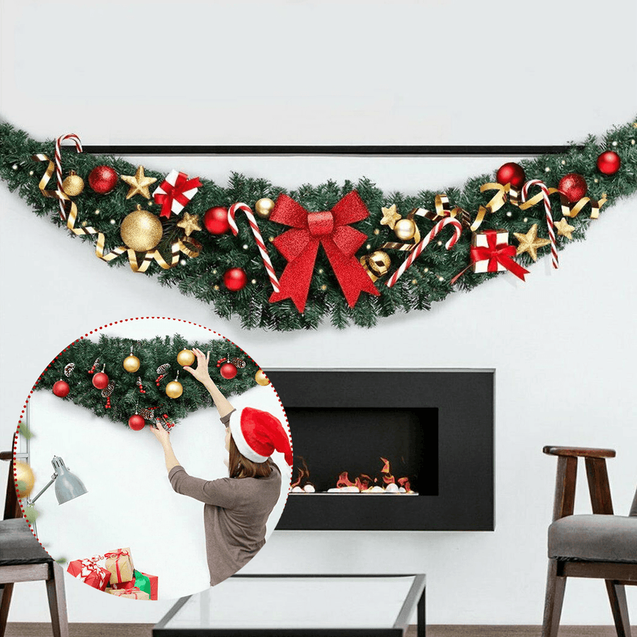 180Cm 2020 Christmas Garland Green Rattan with Light Merry Christmas Decor for Home Kids Xmas Tree Ornaments - MRSLM