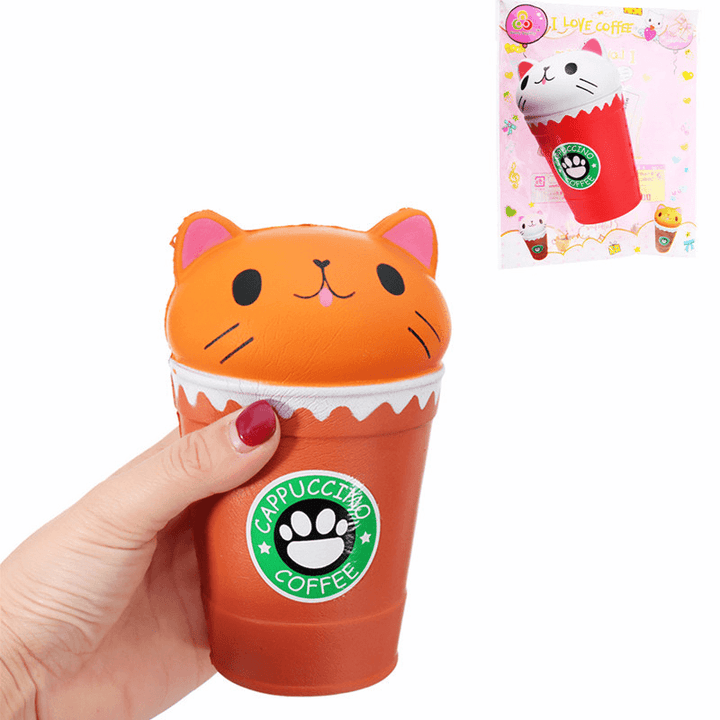 Sunny Squishy Cat Coffee Cup 13.5*8.5CM Slow Rising Soft Animal Toy Gift with Packing - MRSLM