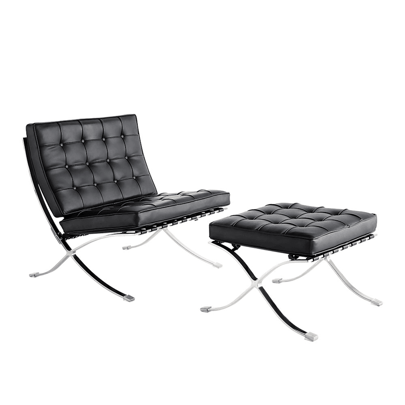 BS804A Chaise Lounge Foldabe Black Leisure Chair with Ottoman for Bedroom Living Room - MRSLM