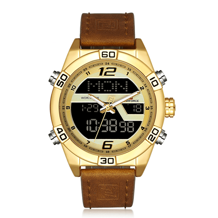 NAVIFORCE 9128 Dual Display Digital Watch Chronograph Men Alarm Sport Wrist Watch - MRSLM