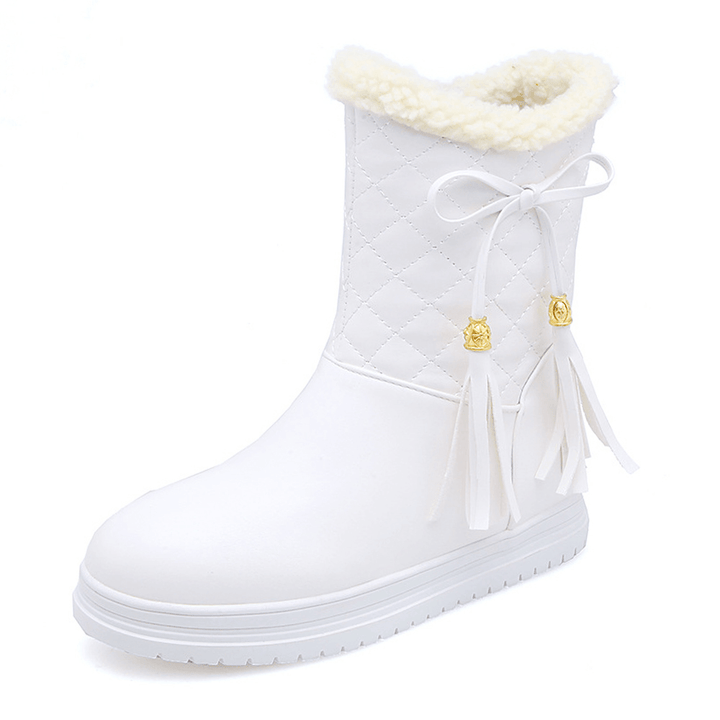Warm Flat Platform Slip on Causal Soft Ankle Snow Boots - MRSLM