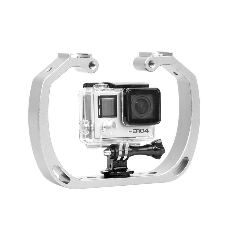 Diving Camera Holder Underwater Handheld Double-Arm Tray Action Camera Mount for Gopro Summer Outdoor Swimming - MRSLM
