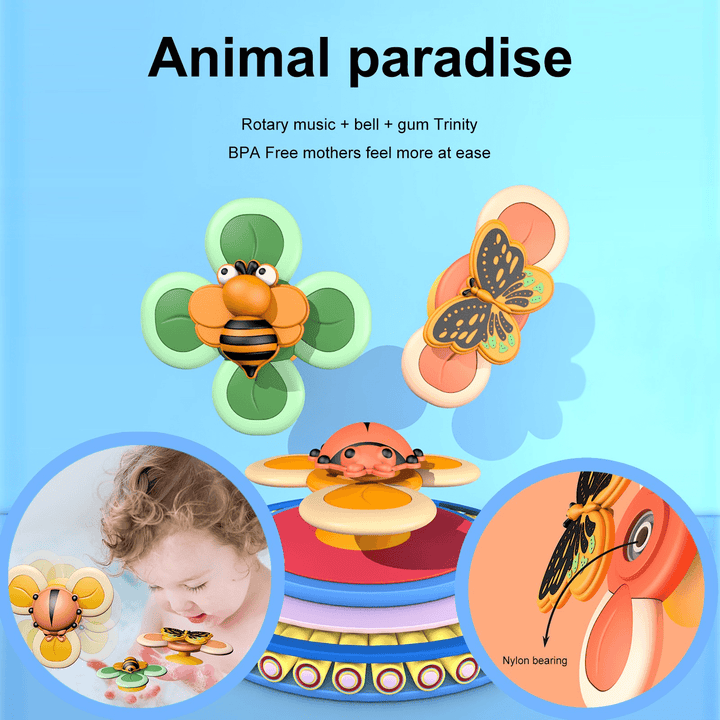 Suction Cup Spinning Top Children'S Toys Bath Toys Can Bite Babies Infants 6 Months-3 Years Old - MRSLM