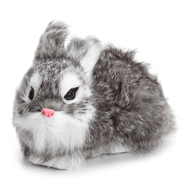 Lifelike Rabbit Crouching Animals Models Handmade Realistic Dolls Stuffed Plush Toy - MRSLM
