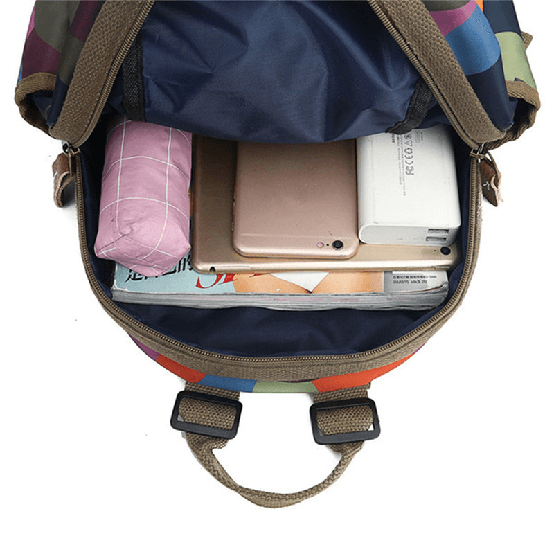 Women Elephant Print Travel Backpack National Shoulder Bag - MRSLM