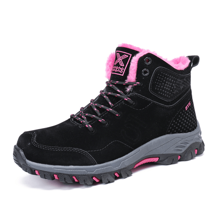 Women Casual Warm Lining Thick Sole Lace up Ankle Snow Boots - MRSLM
