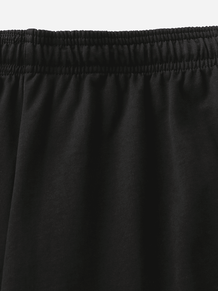 Men Cotton Casual Solid Color Pocket Elasticated Waist Drawstring Sleepwear Shorts - MRSLM
