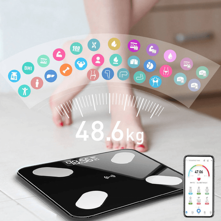 Mrosaa Digital Smart APP Electronic Weight Scale Body Fat Scale Smart BMI Scale LED Wireless Weight Scale APP Control - MRSLM