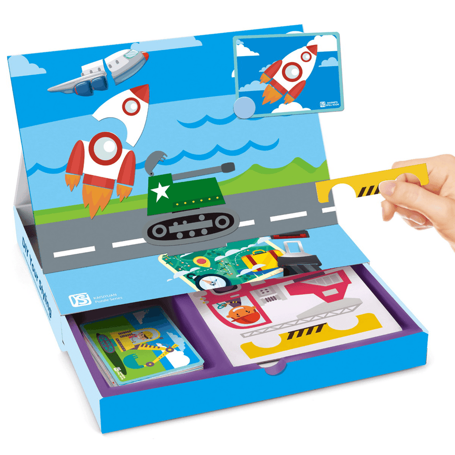 Multiple Car Toys Magnetic Puzzle Box Book Educational Book Kids Learning Gift - MRSLM