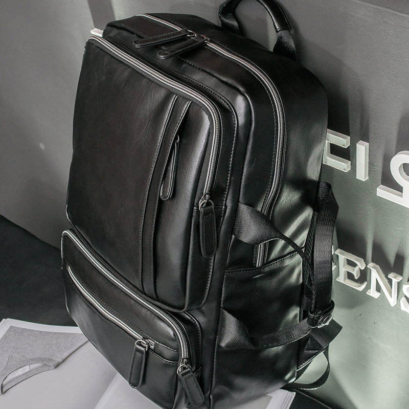 Men Faux Leather Dual-Use Multifunctional Backpack Handbag - MRSLM