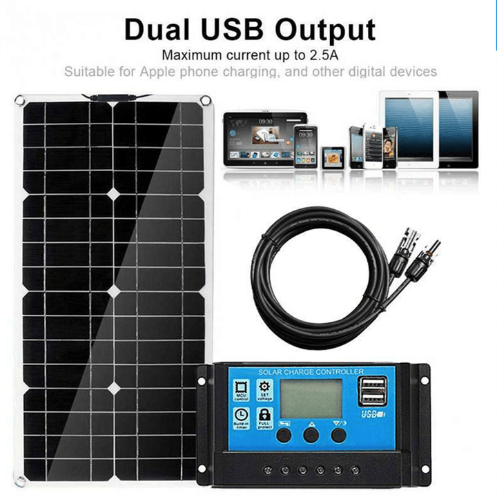 40W Solar Panel Solar Power Panels MC4 Line Cable with 30A Solar Charge Controller - MRSLM