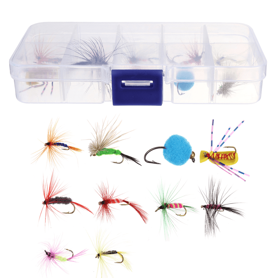 ZANLURE 10 Pcs Fishing Lures Trout Fly Fishing Baits Floating Insect Fishing Tackle with Storage Box - MRSLM