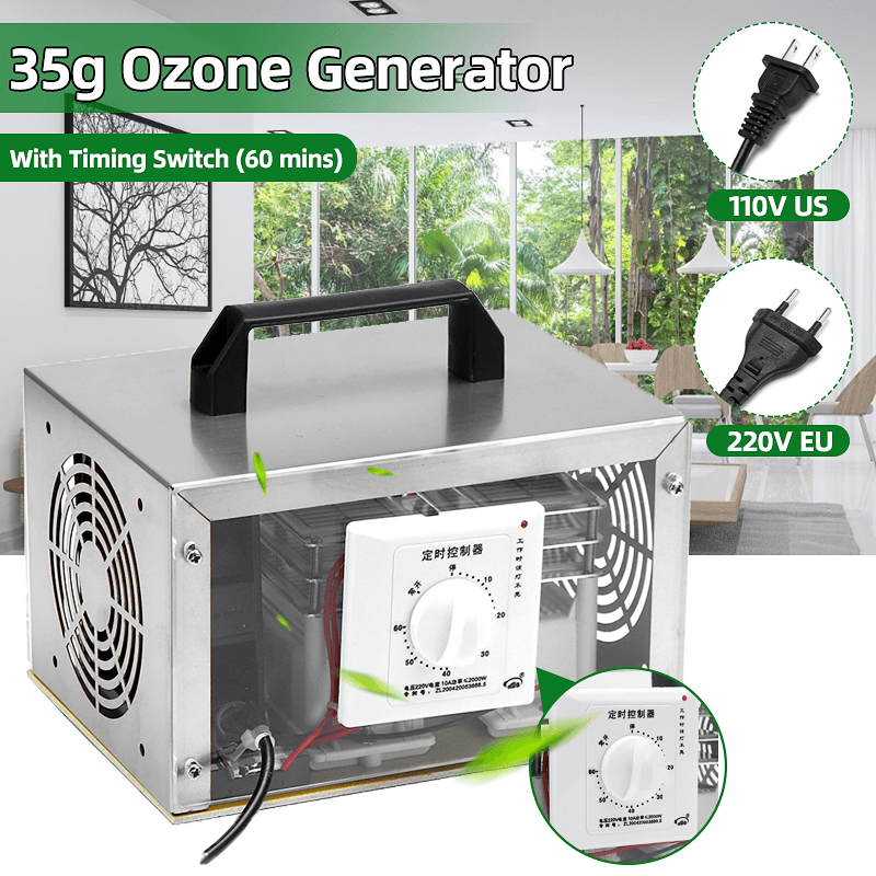 35G/H 110V/220V Ozone Generator Air Purifier Sterilizer with Timing Switch - MRSLM