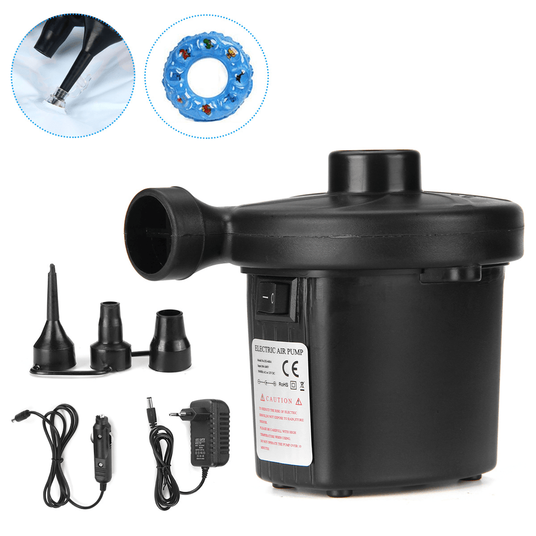Electric Air Pump 3 Nozzle Inflator for Inflatable Cushions Air Mattress Bed Swimming Ring Boats - MRSLM