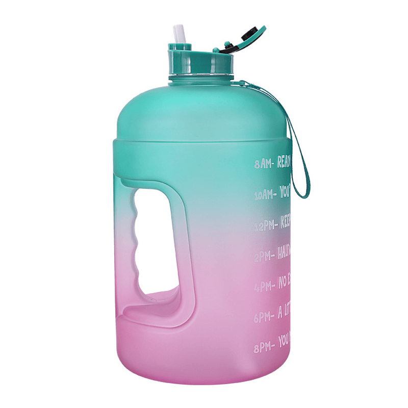 1 Gallon/3.78L PETG Time Marker Water Bottles Large High Capacity Training Water Jug with Leakproof Cap Wide-Mouth Jug Cup 2 Lids for Sports Gym Camping Travel - MRSLM