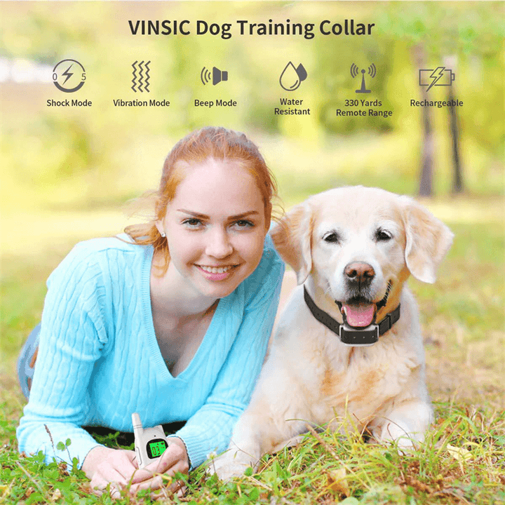 Waterproof Dogs Training Collar 3 Mode for Training Electric Shock Vibration Beep Mode Adjustable Strap Collar See Your Dogs at Night - MRSLM