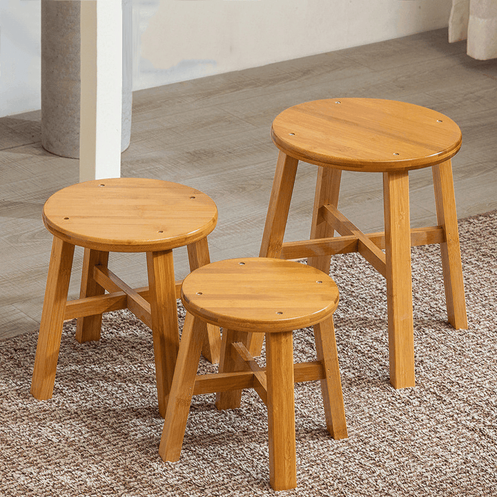 1 Pcs Bamboo Stool Wooden Chair Fishing Footstool Household Shoes Change round Footstool Low Stool Tea Table Sofa Stool - MRSLM